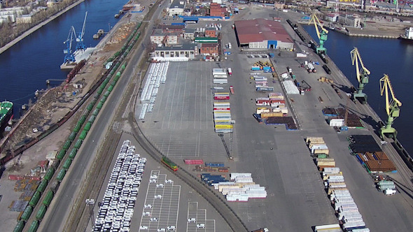 Aerial View to Commercial Sea Port