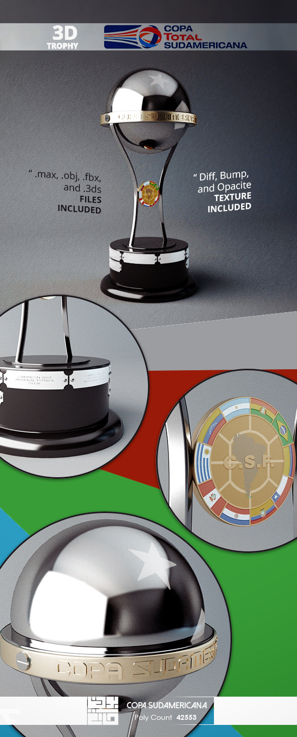 Copa Sudamericana Trophy 3D Model