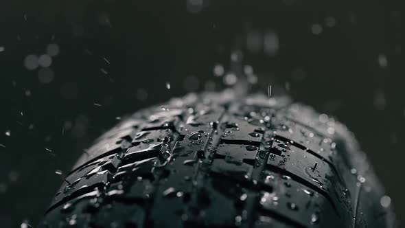 Car Tire in the Rain