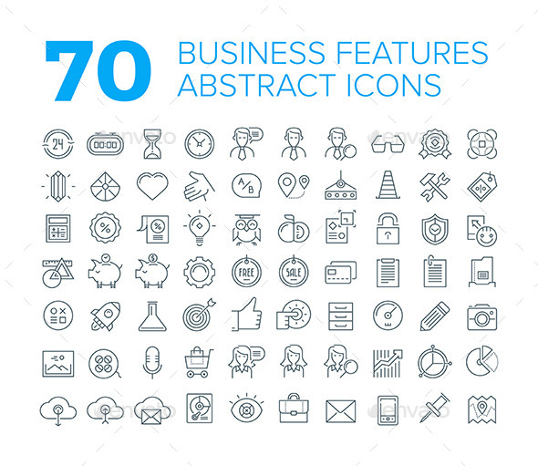 70 Thin Line Universal Business Icons