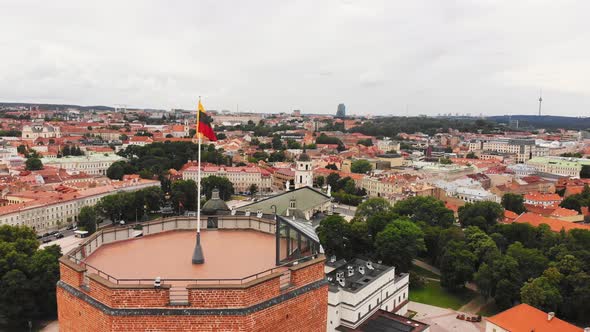 Aerial View Gediminas Tower Viewpoint With City Panorama