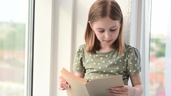 Preteen Girl Reading Book