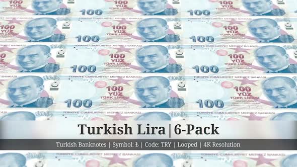 Turkish Lira | Turkey Currency - 6 Pack | 4K Resolution | Looped