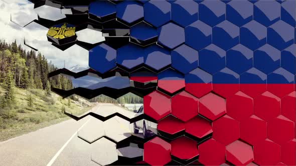 Liechtenstein Flag Hexagon Transition - 4K Resolution