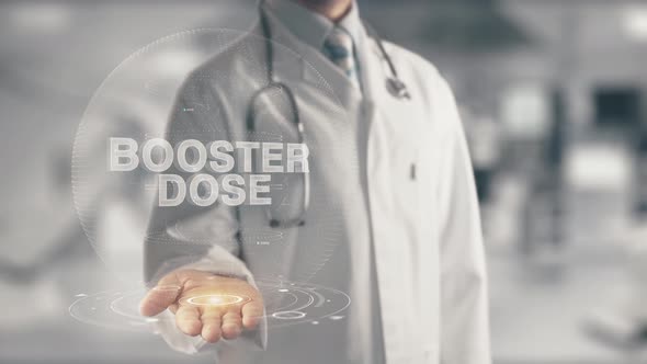 Doctor with Booster Dose in Medicine Hologram Concept