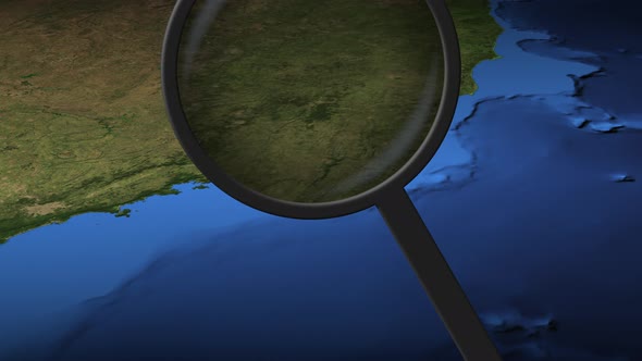 Magnifying Glass Finds Rio De Janeiro City on the Map alt