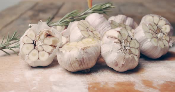 Fresh Garlic Brushed with Olive Oil Before Roasting