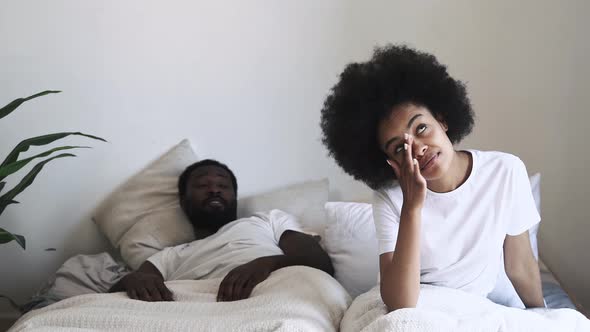 African american couple waking up