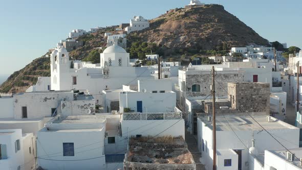 Shot of a Typical Greek City Town on Aegean Island