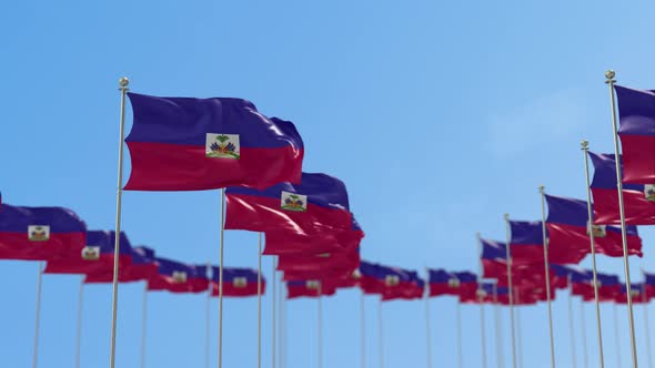 Haiti Row Of Flags 3D Animation