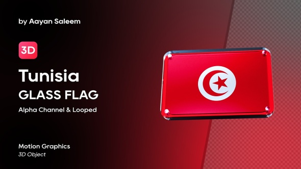 Tunisia Flag 3D Glass Badge