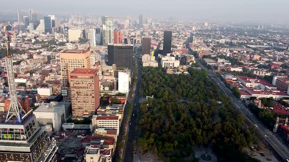 Drone view of Mexico city downtown with Drone