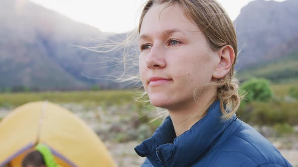 Caucasian woman enjoying the landscape