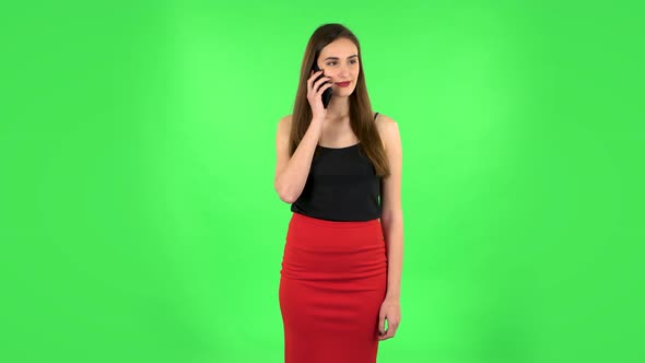 Portrait of Girl Talking for Mobile Phone