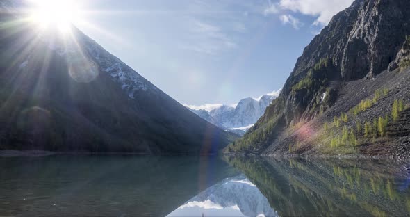 Mountain Lake Timelapse at the Summer or Autumn Time