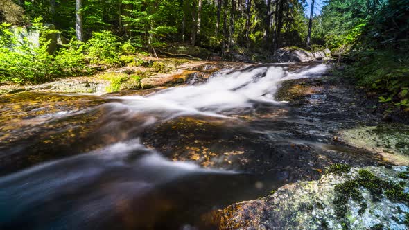 Time lapse of a beautiful waterfall in the Giant Mountains in the Czech Republic. 