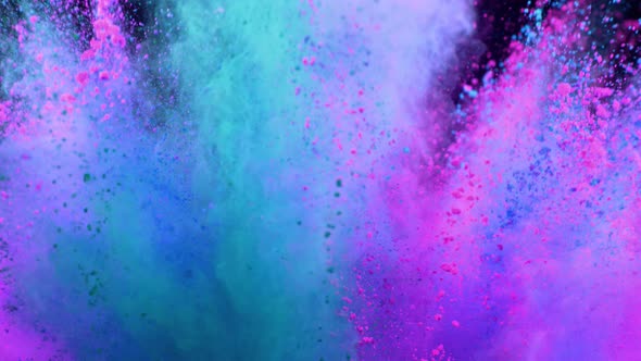 Super Slow Motion Shot of Color Powder Explosion Isolated on Black Background at 1000Fps.