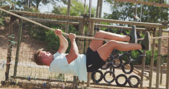 Caucasian male coach training at a boot camp