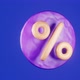 3d yellow rotating icon of percent discount on purple round in plasticine style animation - VideoHive Item for Sale