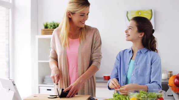 Happy Family Cooking Dinner at Home Kitchen