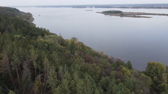 Aerial View of the Dnipro River - the Main River of Ukraine