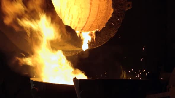 Foundry Ladle with Molten Metal.