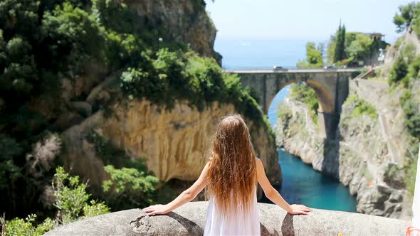 Famous Fiordo Di Furore Beach Seen From Bridge.