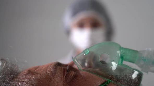 a doctor shows positive coronavirus test tube. Close up shot.	