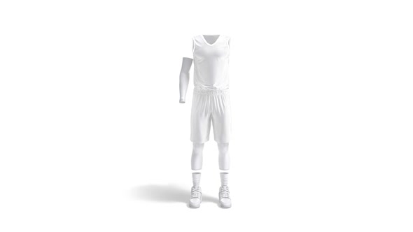 Blank white basketball uniform, looped rotation