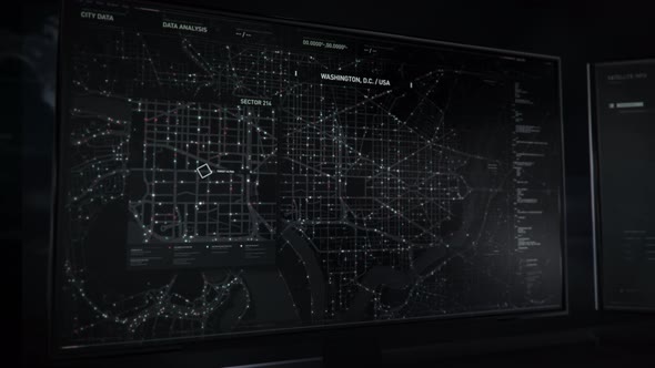 Secret spy device is following the stolen vehicle gps signal on the city map alt