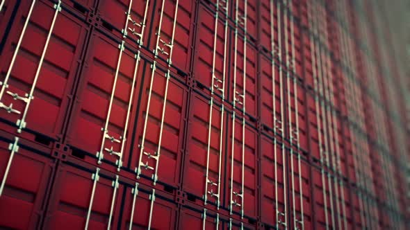 Endless animation of the closed red cargo containers array. Loopable. HD