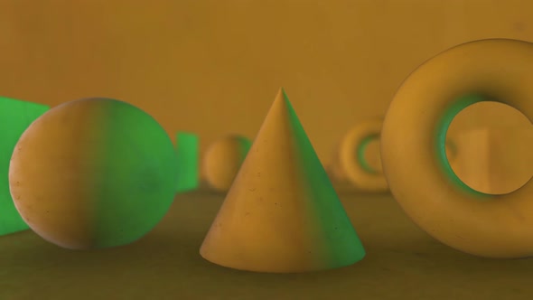 3d yellow geometric shapes