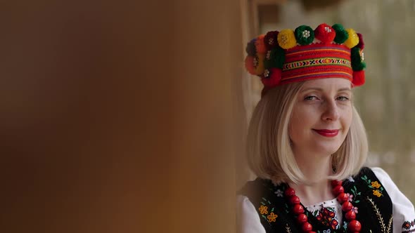 Ukrainian Woman in Traditional Ukrainian National Costume