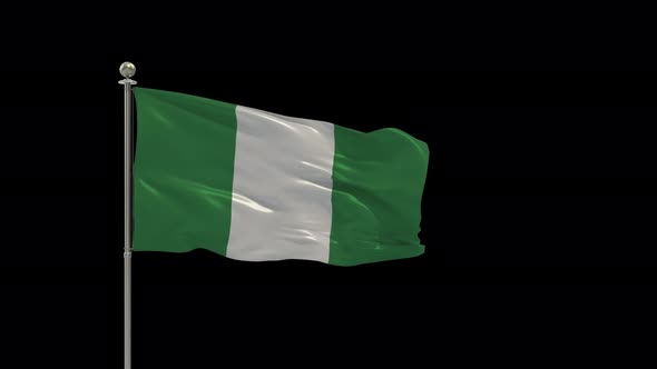 Nigeria Looping Of The Waving Flag Pole With Alpha alt
