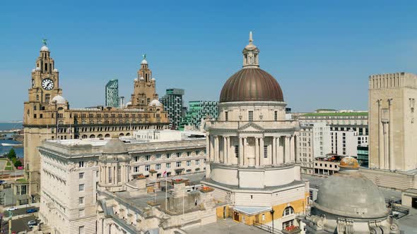 Famous Port of Liverpool Building at Pier Head  Aerial View  Travel Photography