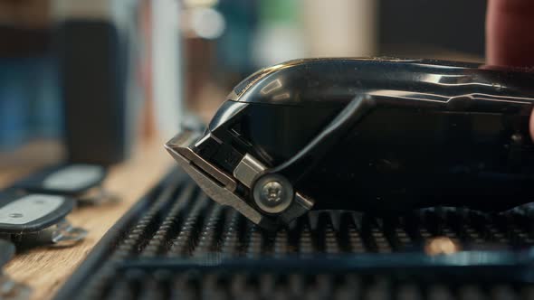 Barbershop, close-up: haircut equipment, scissors and razors