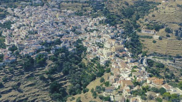 Greece, Kea island. Panoramic aerial drone view