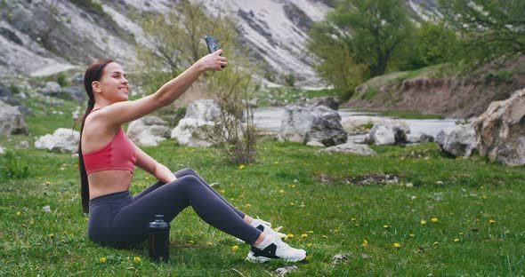 Sporty Lady After the Workout in the Middle of