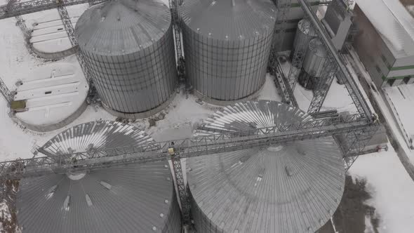 Aerial View Huge Tanks Of The Feed Elevator Complex