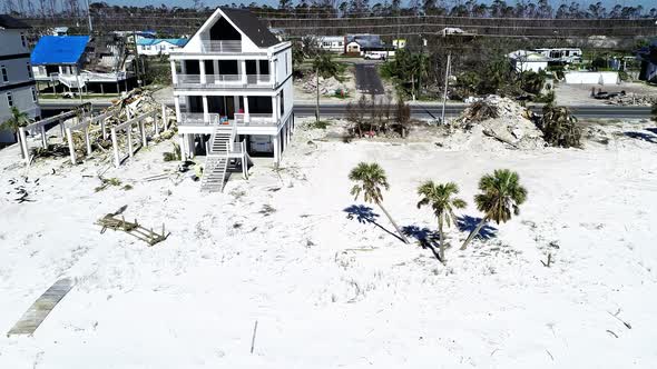 Hurricane Damage to Beachfront Homes in Port St. Joe, Florida.
