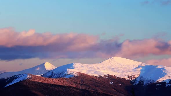 Golden Sun Touching Mountain on Sunset