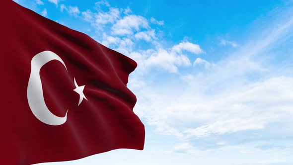 Turkish flag waving in the sky