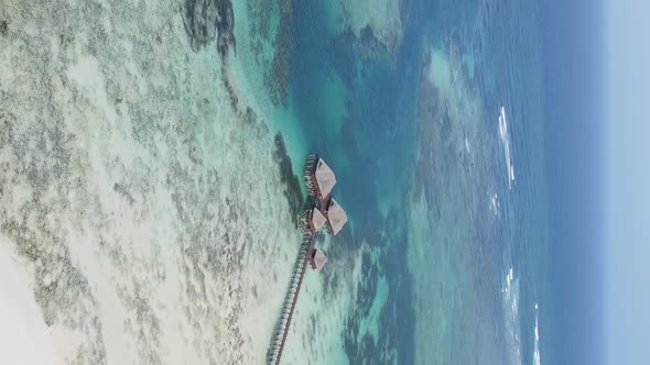 Zanzibar Tanzania  Vertical Video House on Stilts in the Ocean on the Coast Slow Motion