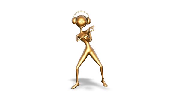 3D Gold Woman Dance  Looped on White