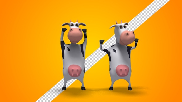 Cartoon Cow Expressing Winning Gesture (2-Pack)