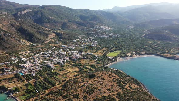 Aerial View of the Sea and Coastline with Mountains To the Rear, Istro, Crete, Greece