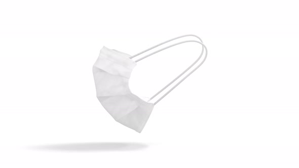 Blank white medical mask mockup, looped rotation