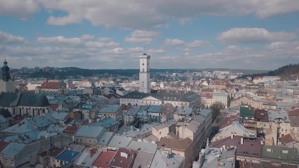 Aerial City Lviv, Ukraine, European City, Popular Areas of the City, Rooftops