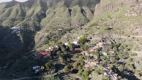 Masca gorge and village seen from above, Tenerife, Canary Islands, Spain