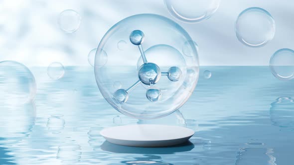 Molecule with water surface background